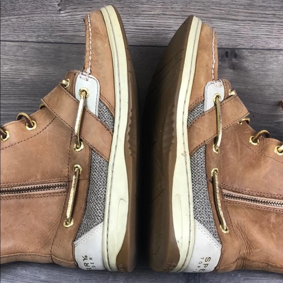 Sperry Top Sider Tan and Gold High Tops (6) - Picture 6 of 7